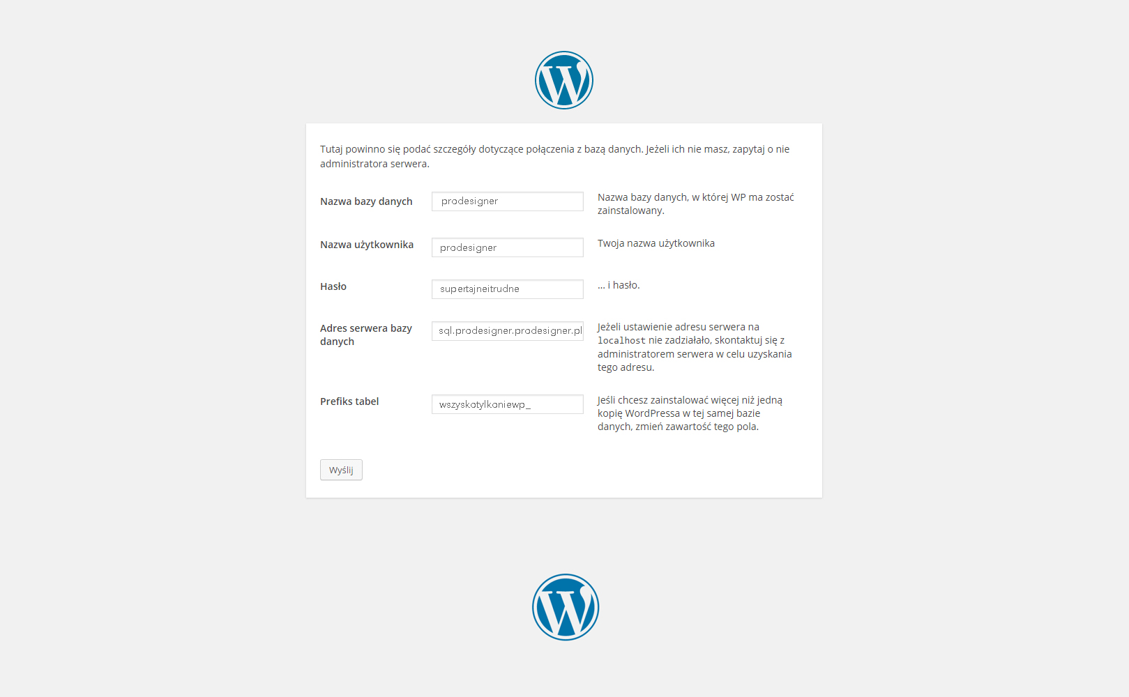 2 krok instalacja WordPress