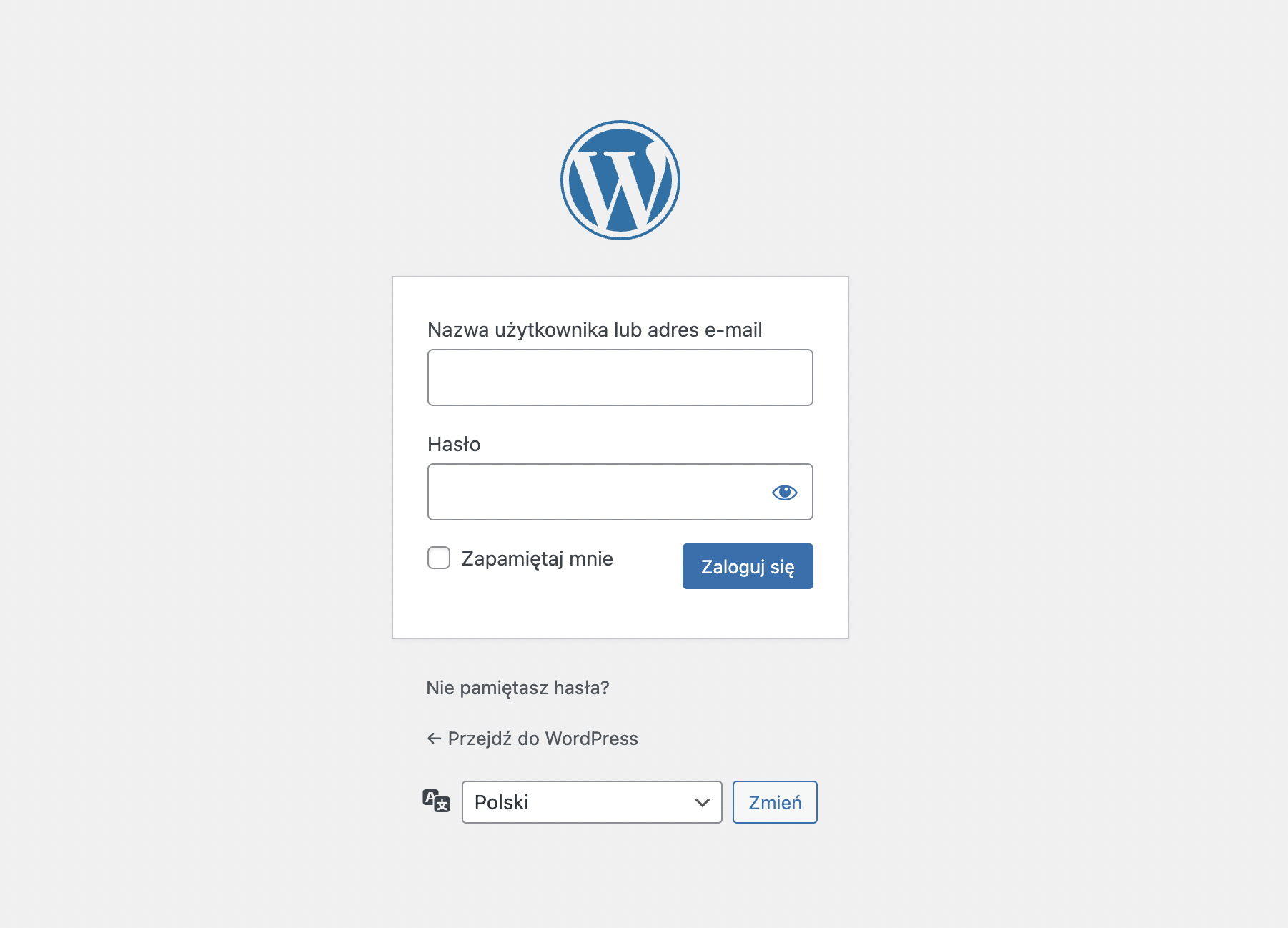Strona logowania WordPress